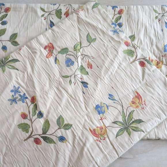 Pair 2 Custom Made Pillow Covers Textured Floral Embroidery Tan Reversable 16x22 - Picture 3 of 8